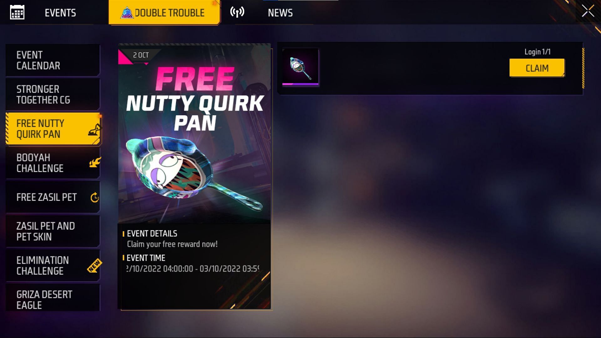 The free pan skin is available in Free Fire MAX (Image via Garena)