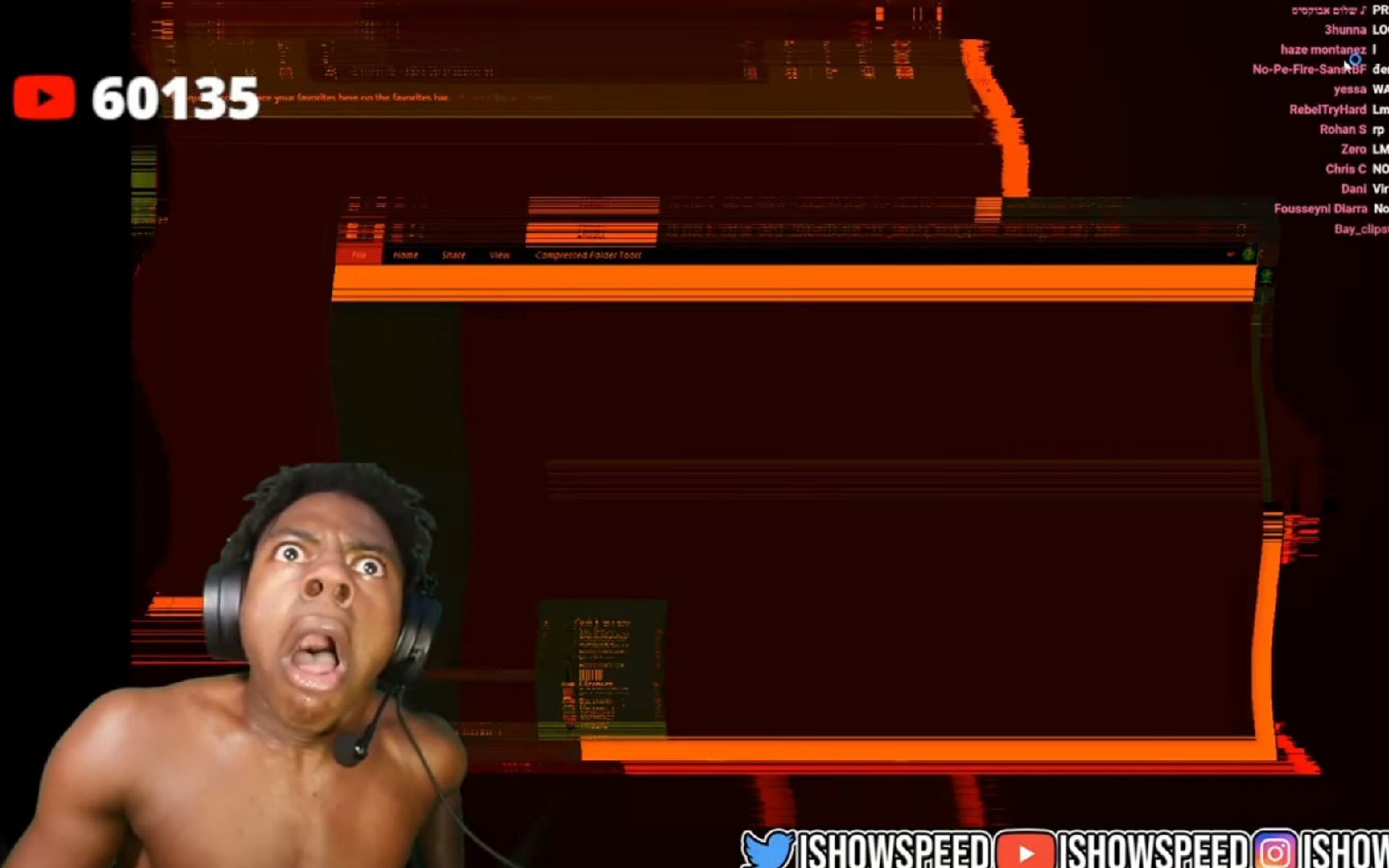 IShowSpeed left stunned after his PC gets hacked on stream (Image via IShowSpeed/YouTube)