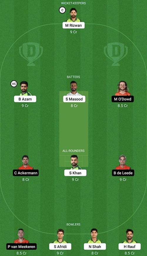 PAK vs NED Dream11 Prediction Team, Head To Head League