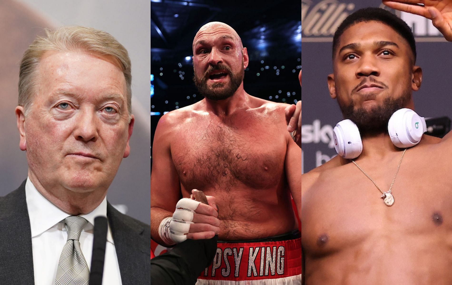 [L-R] Frank Warren, Tyson Fury and Anthony Joshua