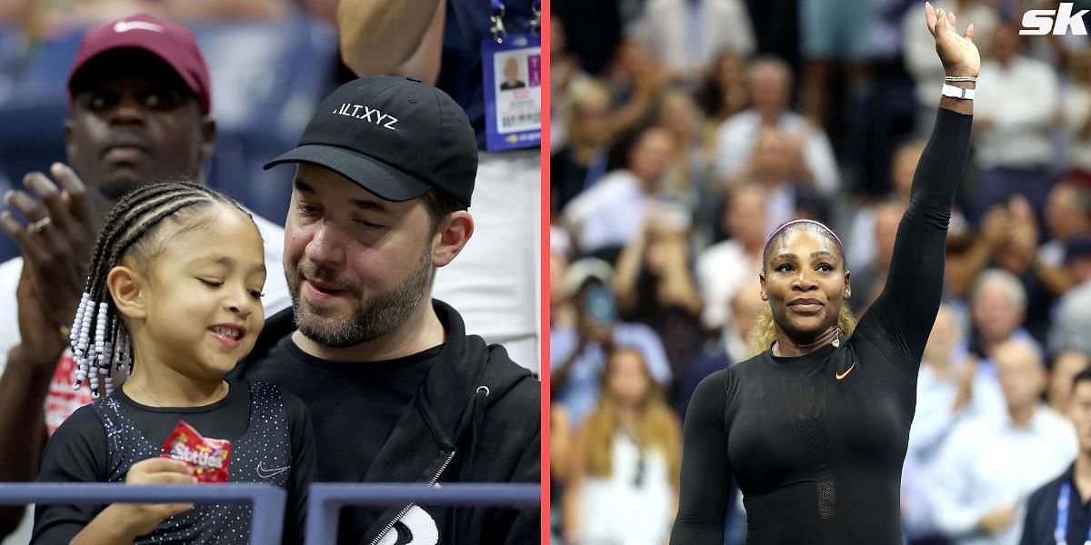 Alexis Ohanian and daughter Olympia (L); and Serena Williams.