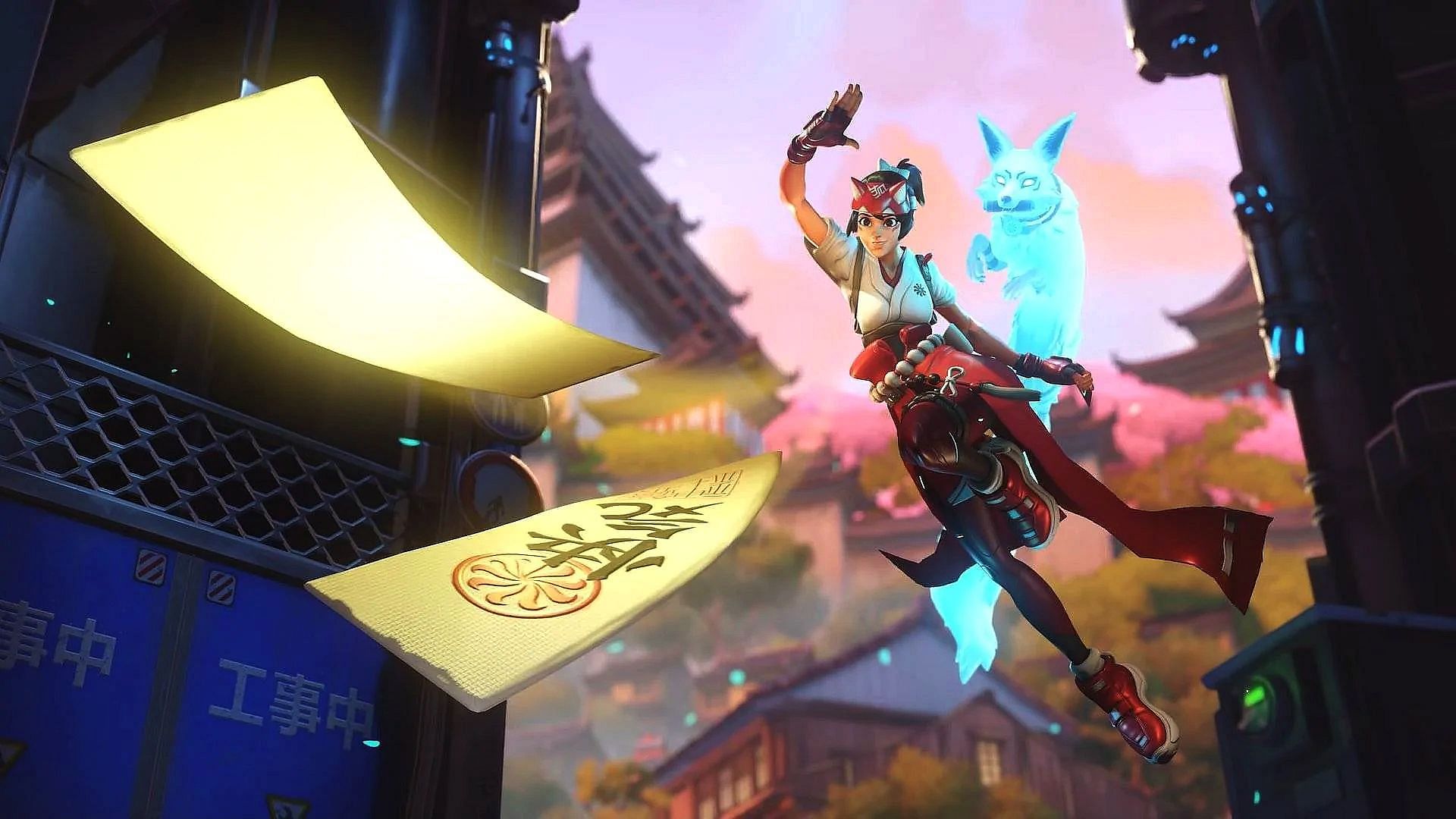 Kiriko drops into battle with her guardian fox spirit (Image via Blizzard)