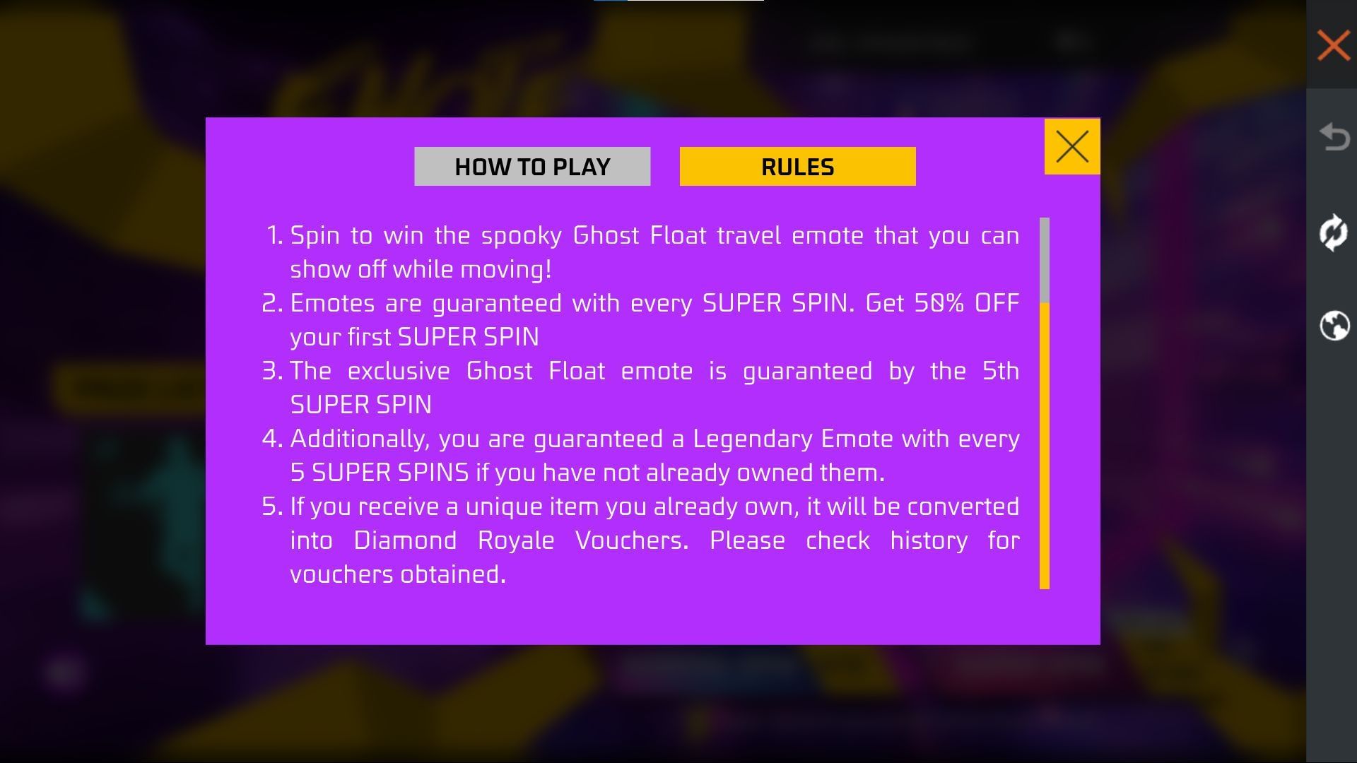 Rules of the Emote Party event (Image via Garena)