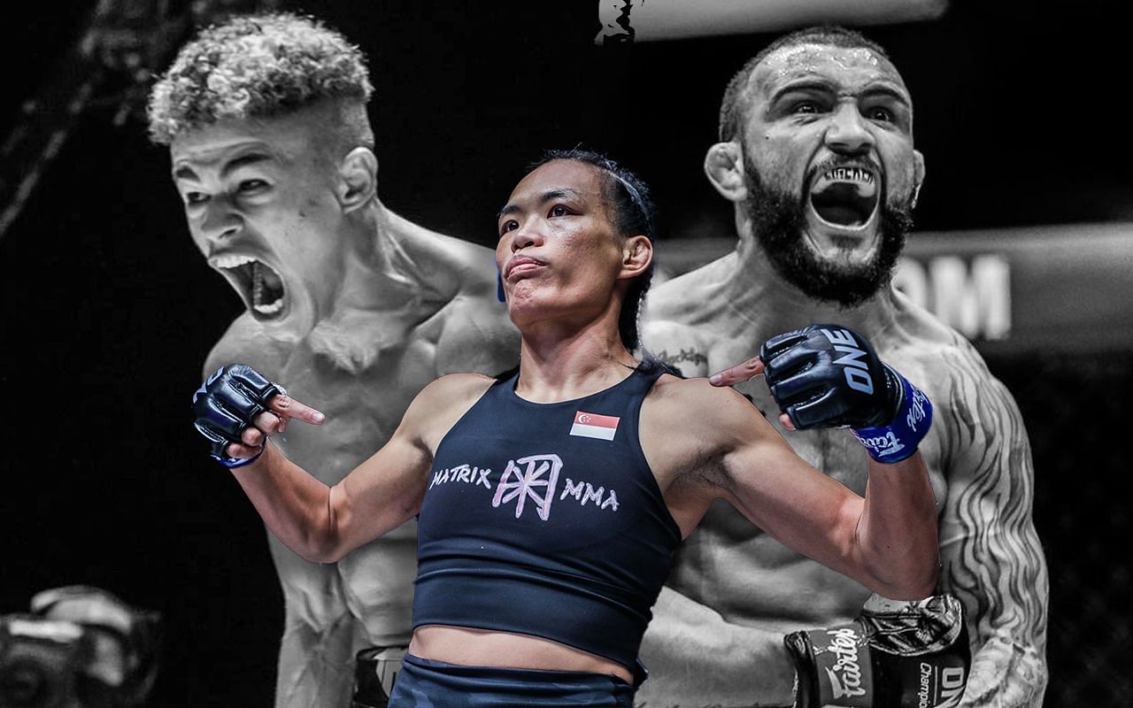 Tiffany Teo (center) thinks the world title fight between John Lineker and Fabricio Andrade is too close to call. [Photos ONE Championship]