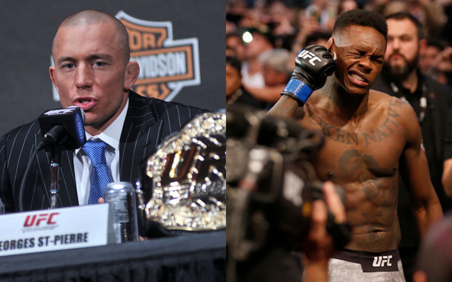 Georges St.Pierre (left) and Israel Adesanya (right)(Images via Getty)