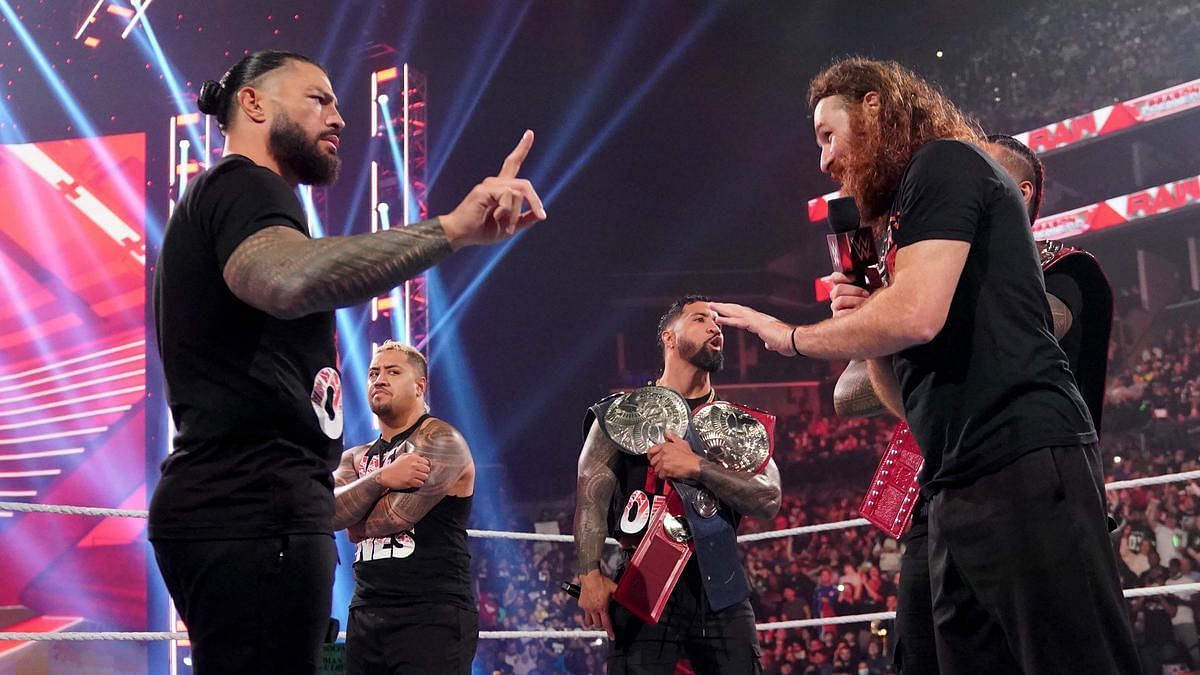Sami Zayn was inducted into The Bloodline by Roman Reigns