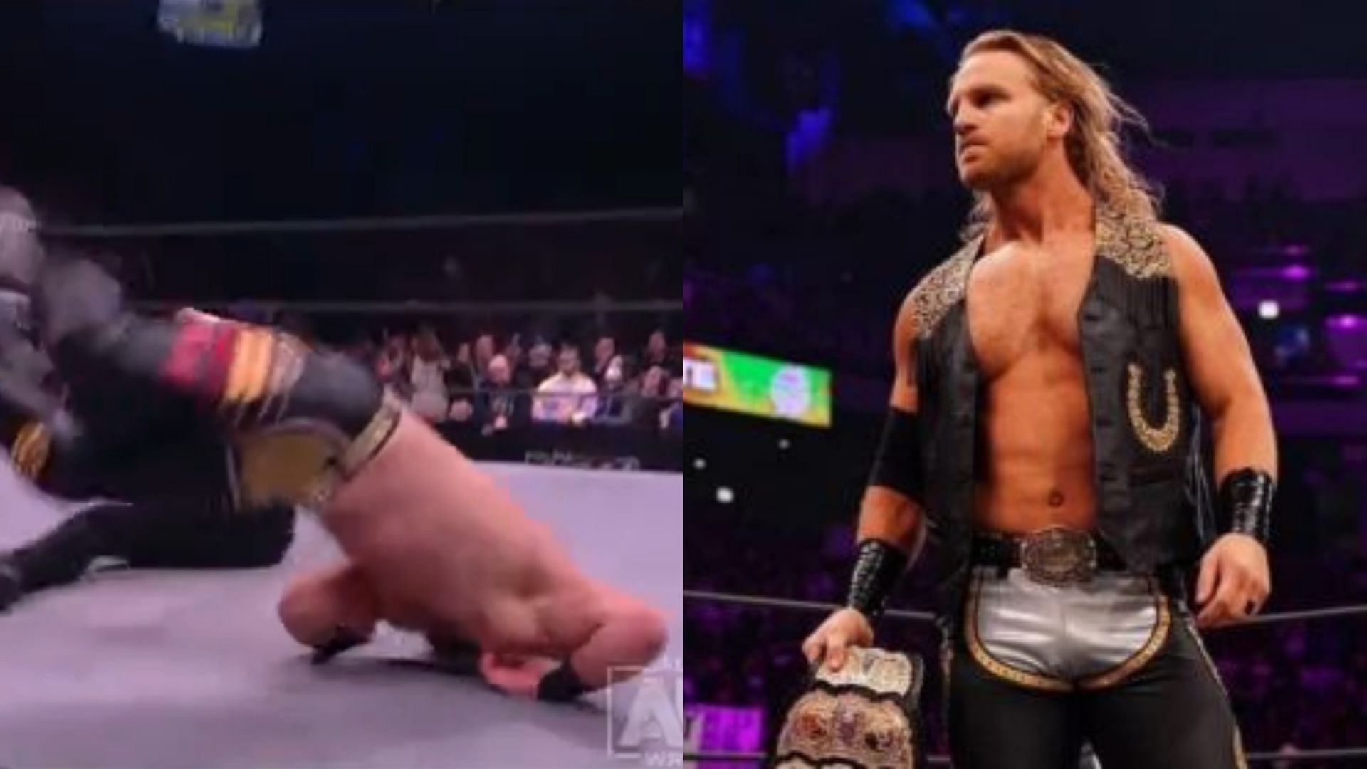 Hangman Adam Page was stretchered after his scary injury
