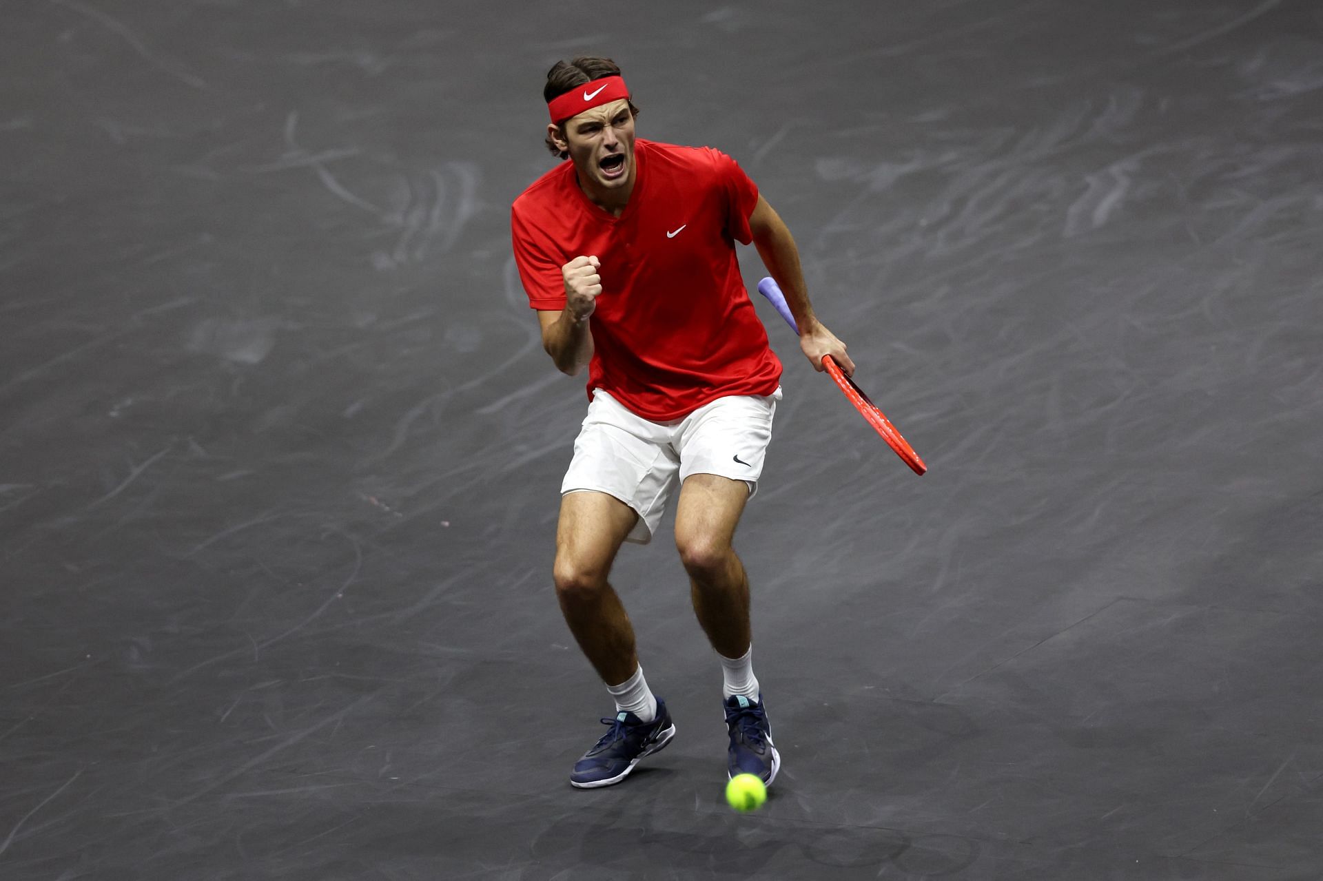 Taylor Fritz in action at the Laver Cup 2022 - Day Two