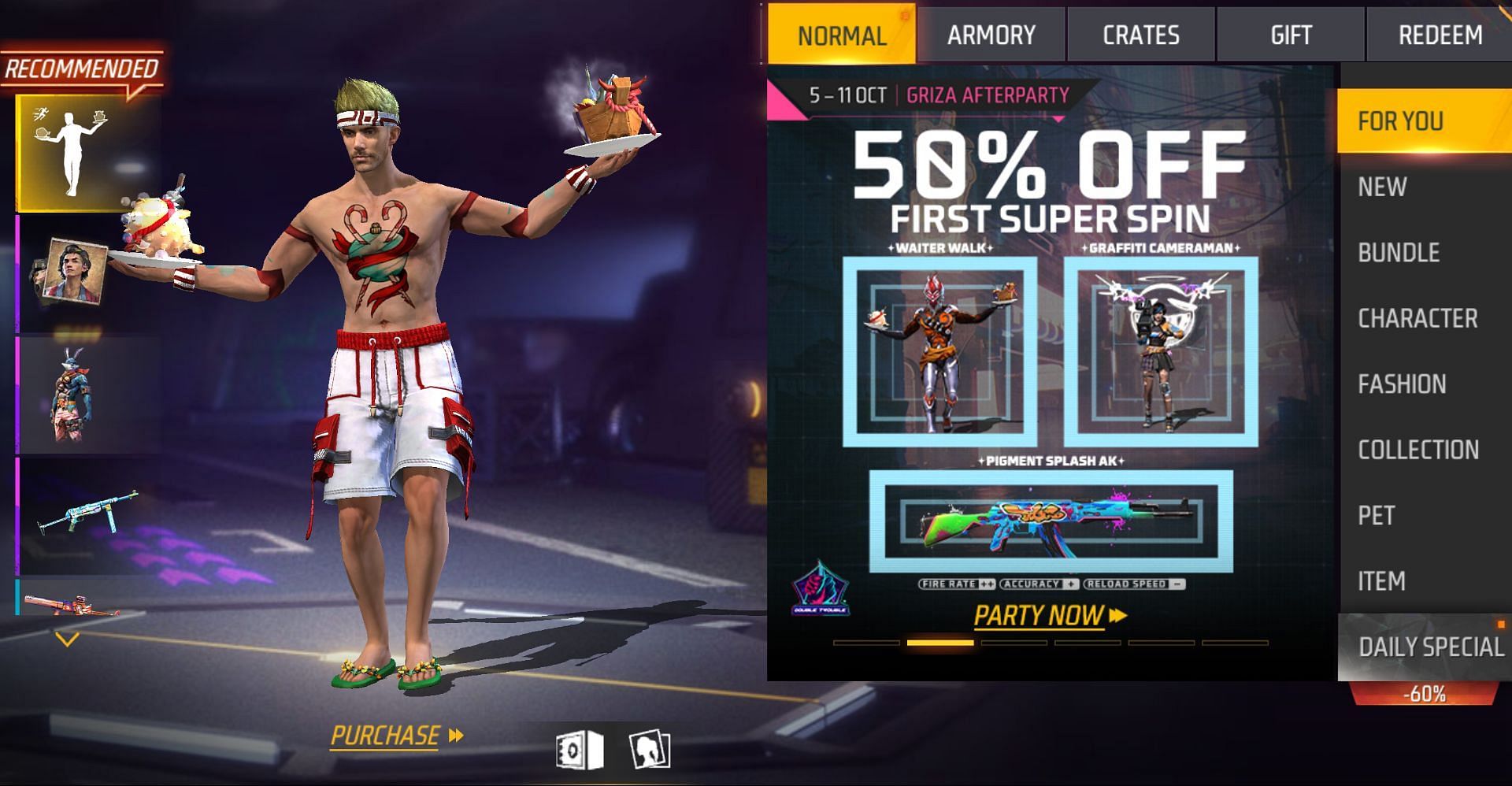 Select the character section in the store (Image via Garena)