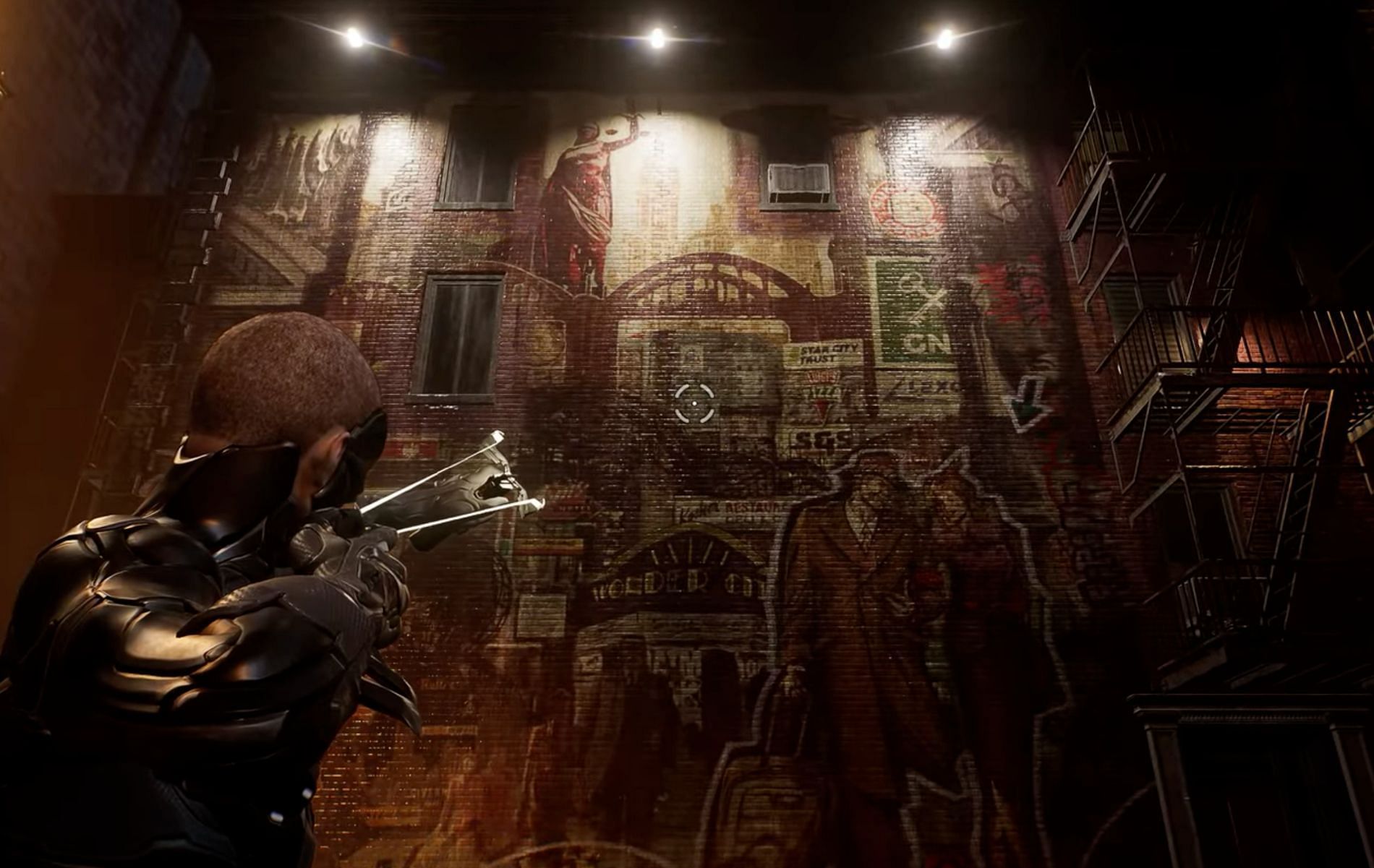 A wall painting that depicts Gotham’s glorious past (Image via Batman Arkham Videos/YouTube)