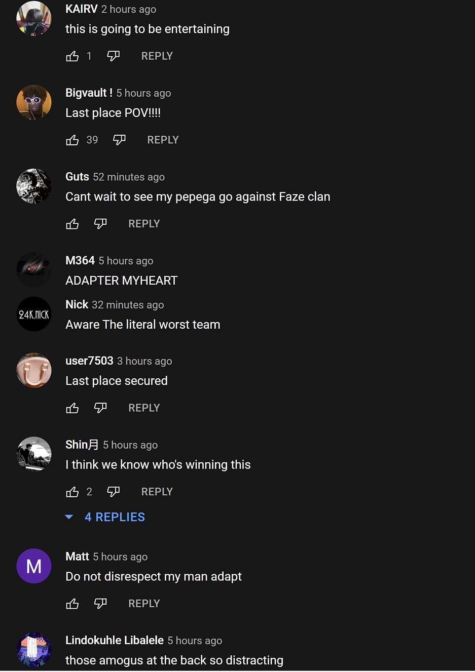 Fans in the YouTube comments section providing their take on the streamer participating in a FaZe Clan Call of Duty: Modern Warfare 2 tournament (Images via xQc Clips/YouTube)