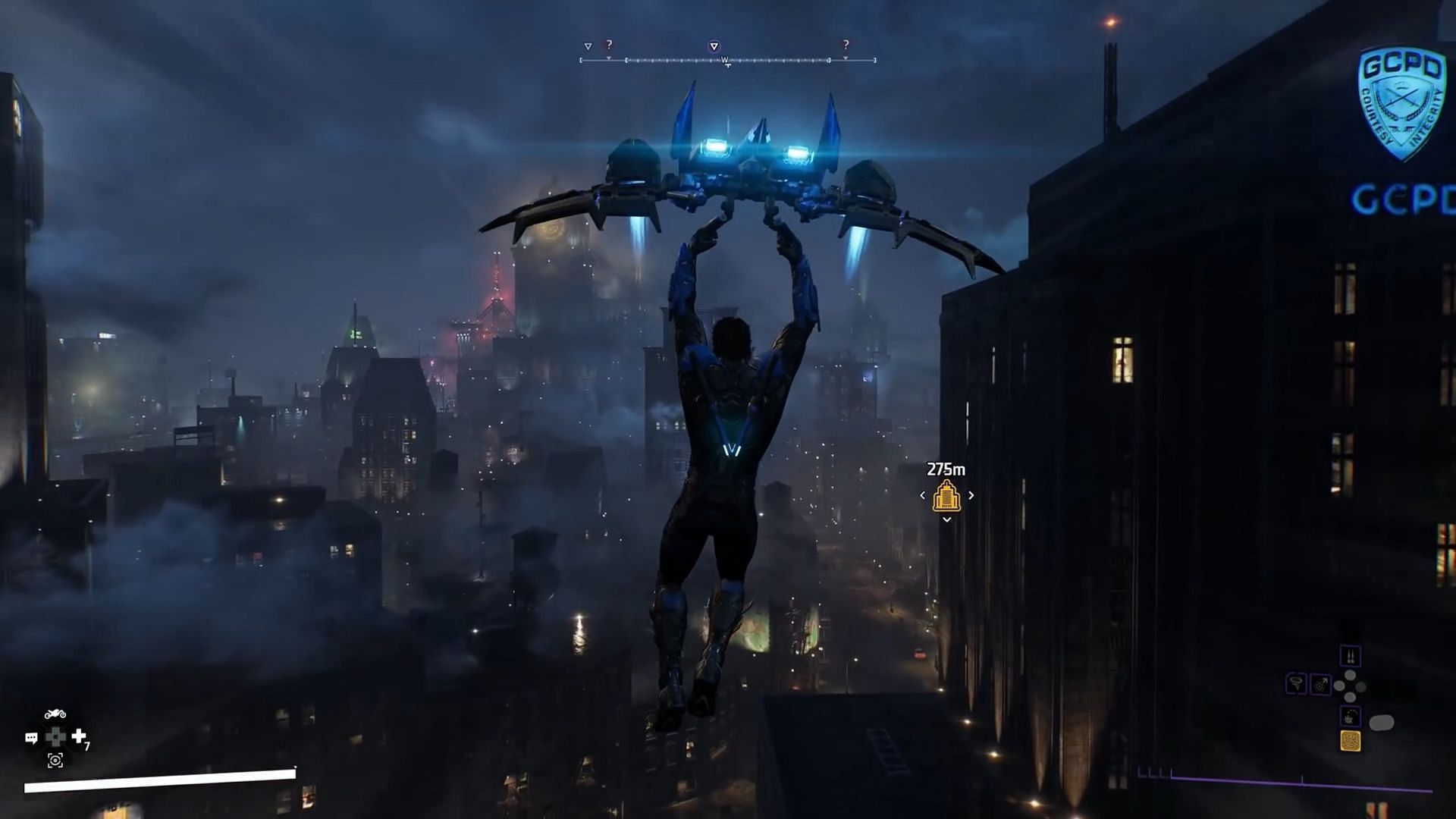 Nightwing uses his glider in Gotham Knights (Image via WB Games Montreal)