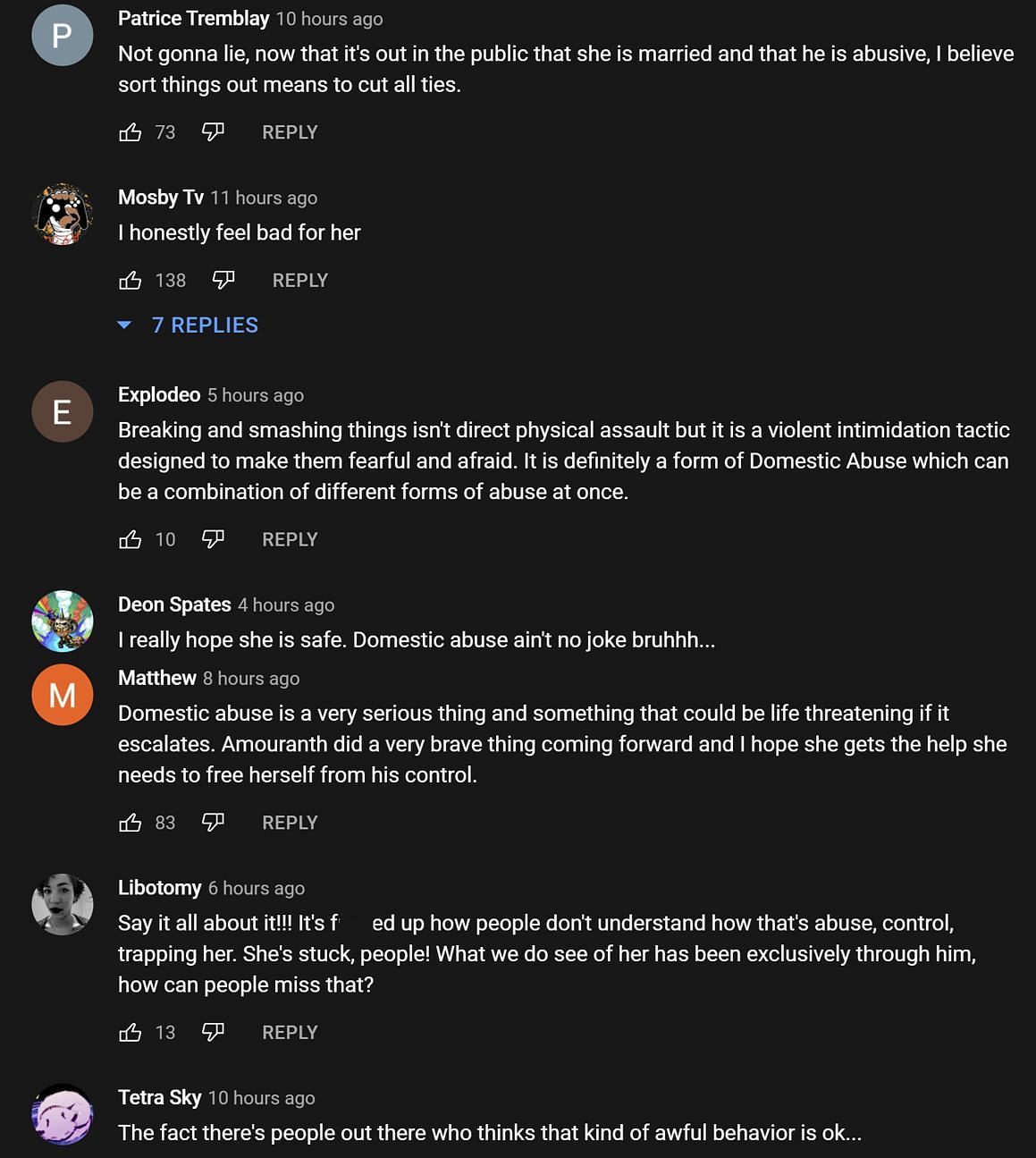 Fans in the YouTube comments section reacting to the streamer&#039;s take on Amouranth&#039;s situation (Images via Pokimane Too/YouTube)