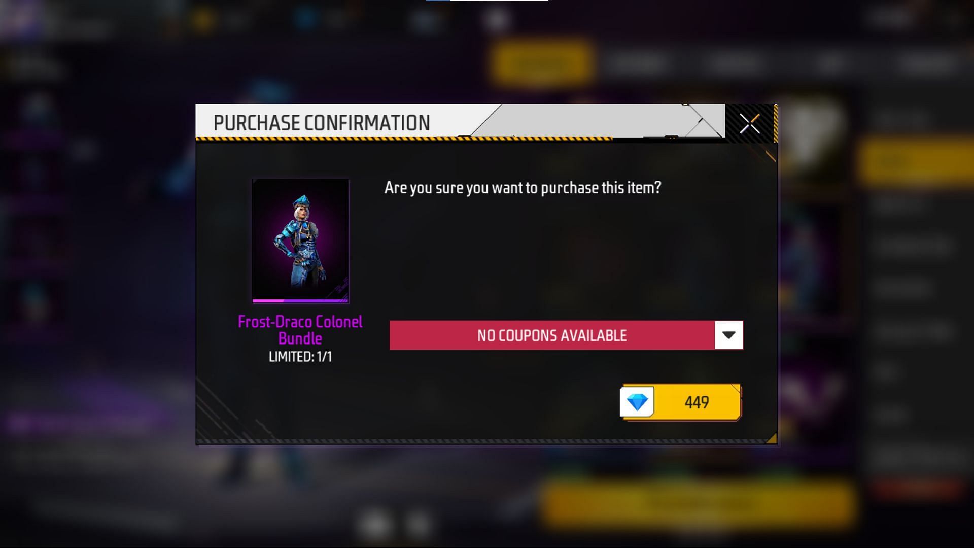 Confirm the purchase to receive the item (Image via Garena)