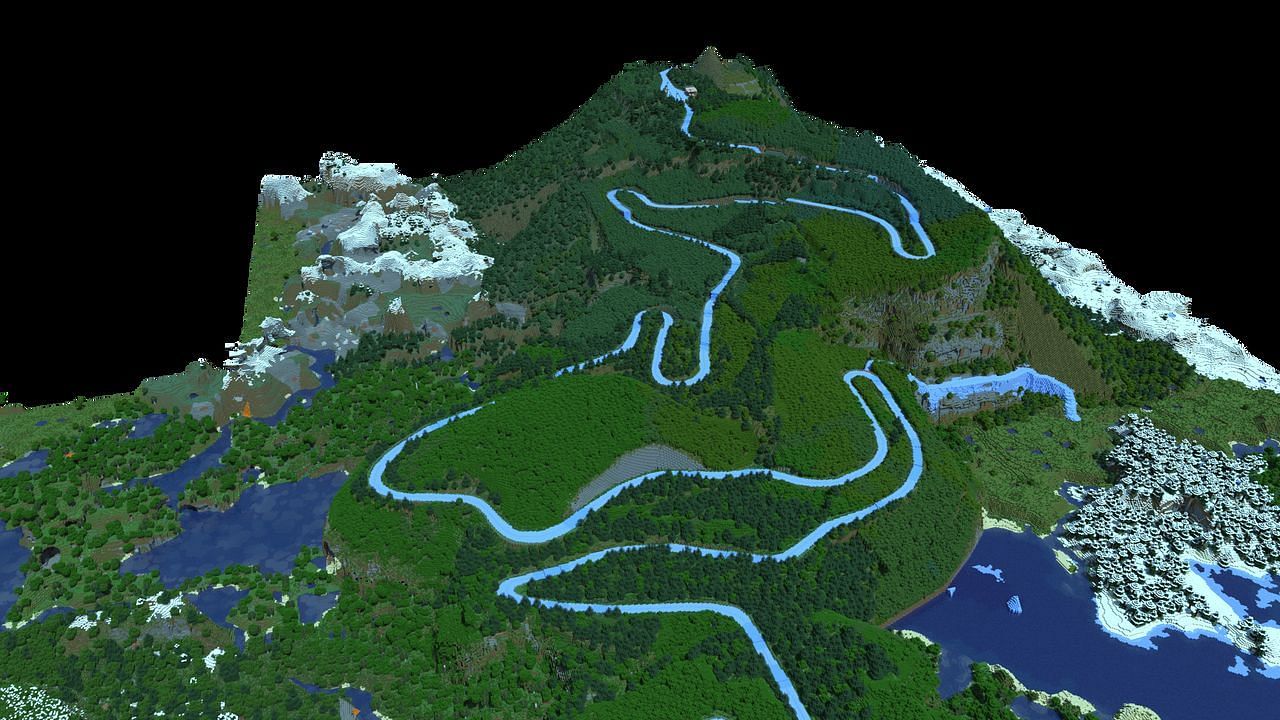 Entire Mount Akina from Initial D in a custom map (Image via AdamsApple/PlanetMinecraft)