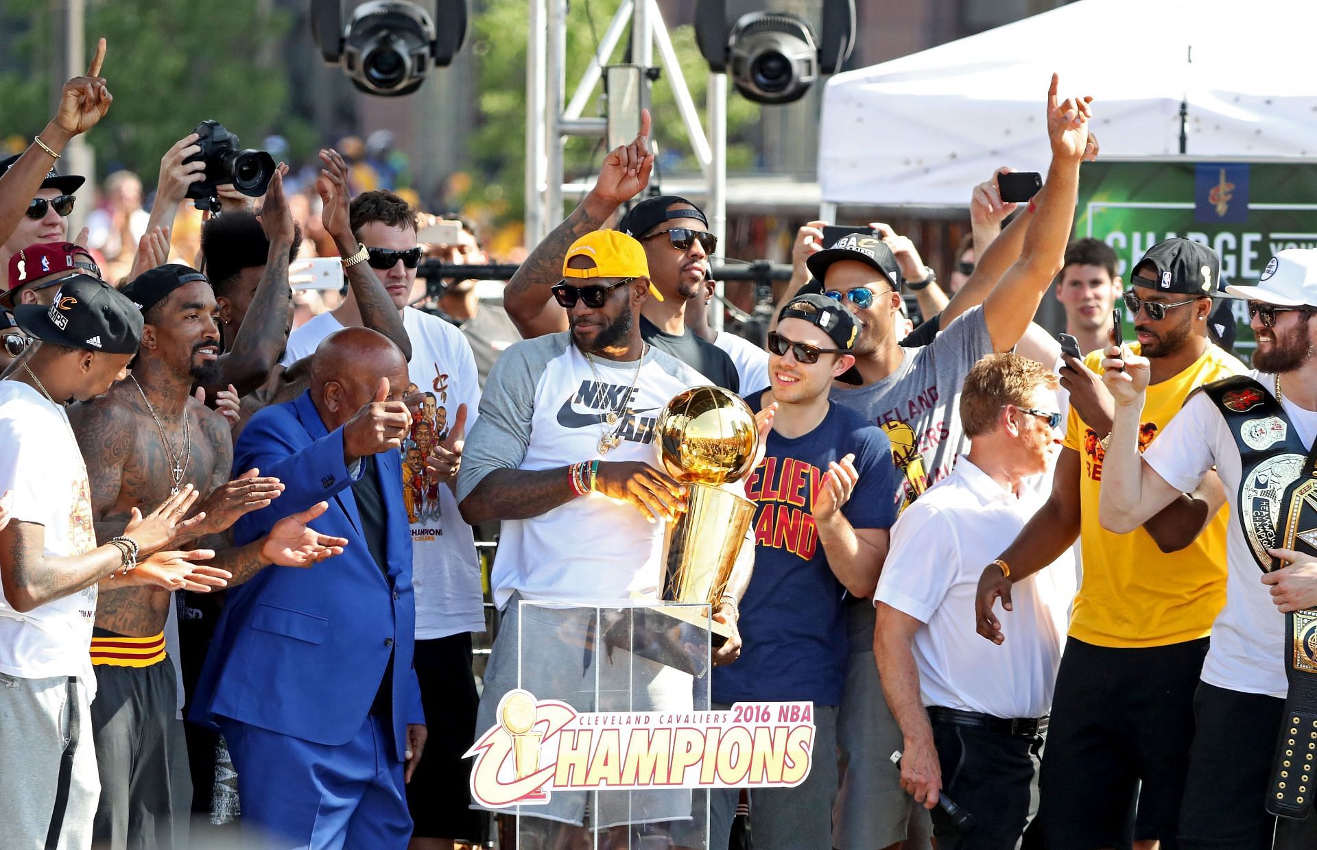 LeBron James at the Cleveland Cavaliers&#039; Victory Parade and Rally in 2016