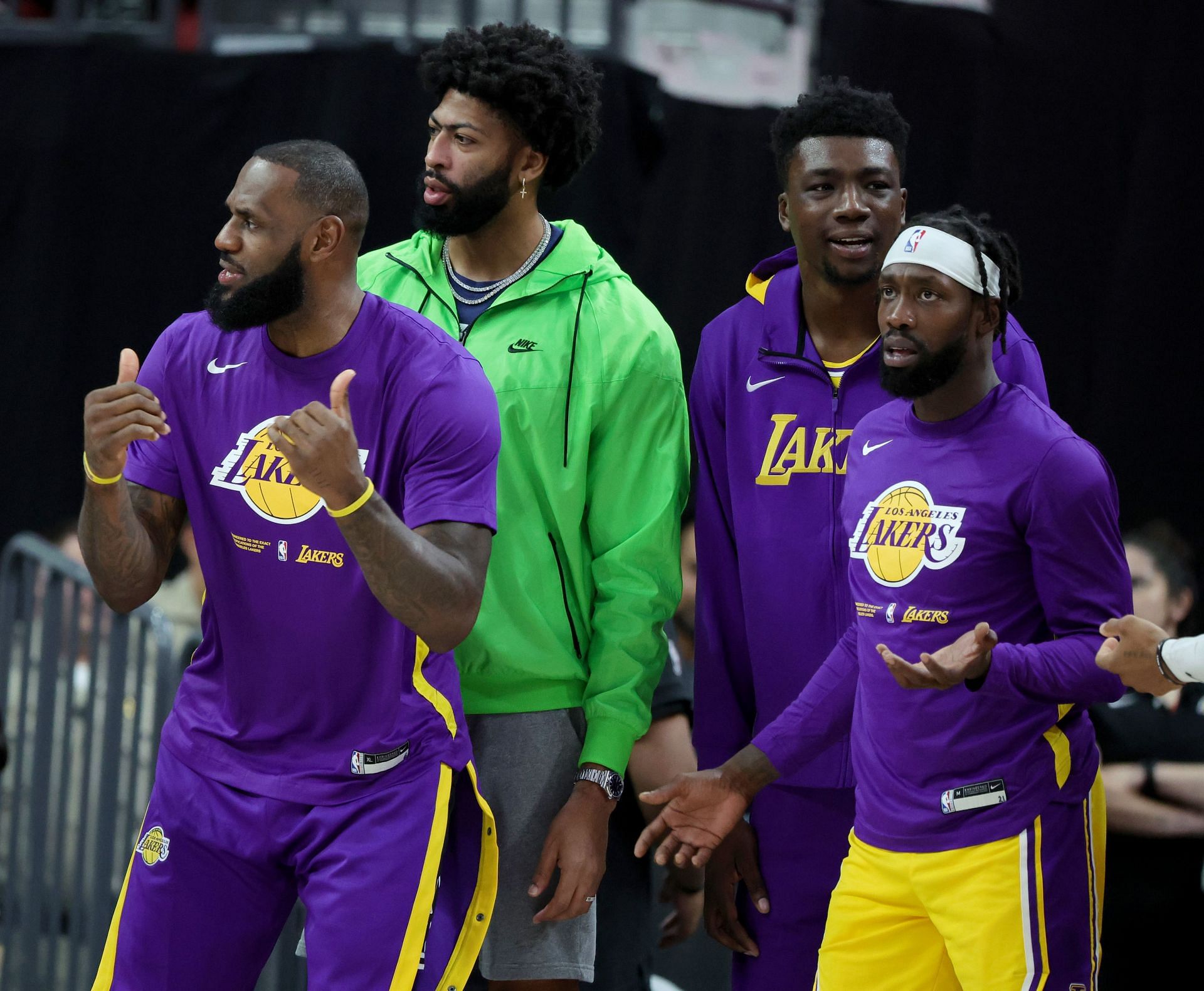 Patrick Beverley and the Los Angeles Lakers during a preseason game