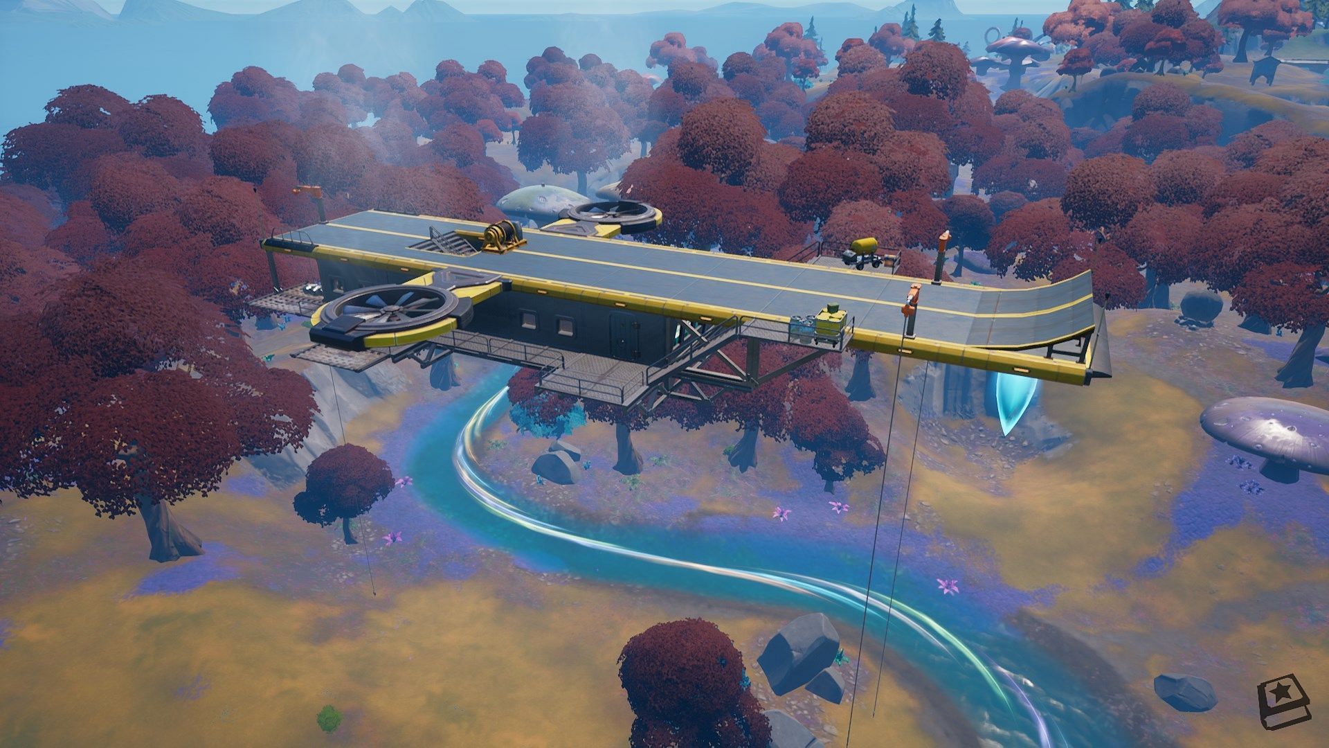 Planes will spawn at floating runways found across the island (Image via Epic Games)