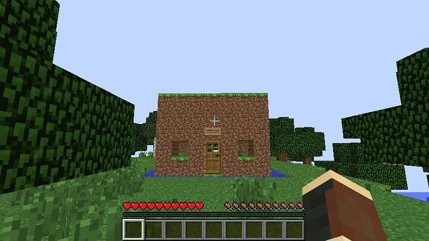 A very simple dirt house (Image via Minecraft Forum)