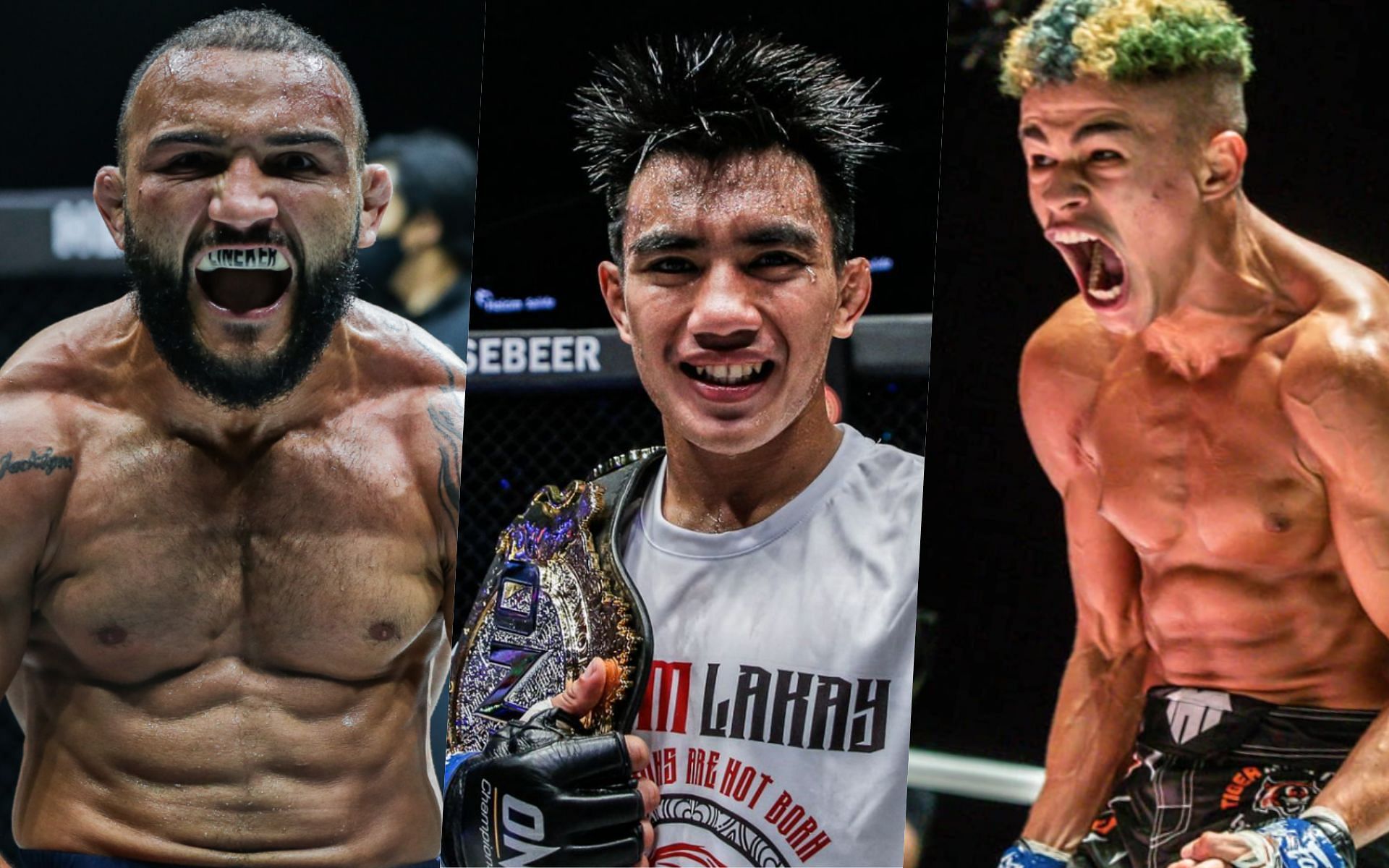 Joshua Pacio (M) makes his prediction on the massive John Lineker (L) vs. Fabricio Andrade (R) match-up. | Photo by ONE Championship