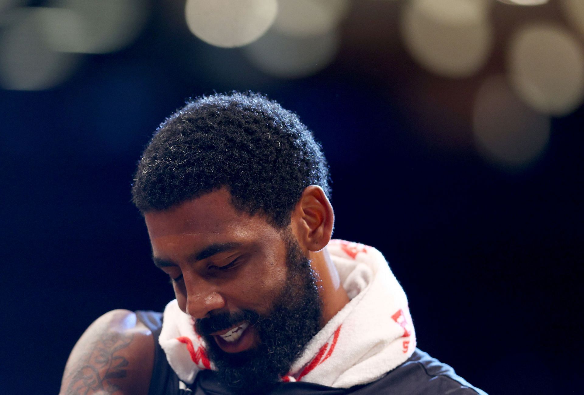 Kyrie Irving during a pre-game ceremony.