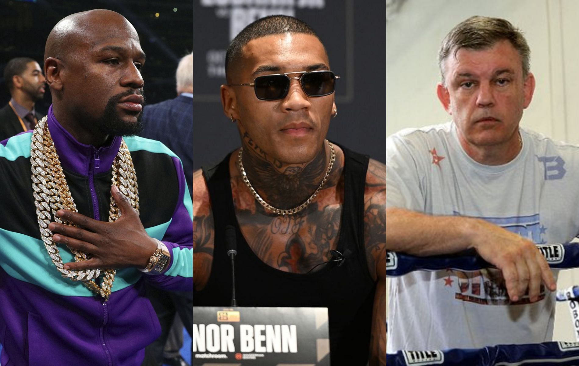 [L-R] Floyd Mayweather, Conor Benn and Teddy Atlas