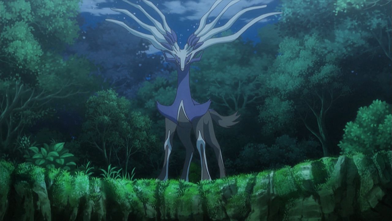 Xerneas as it appears in the anime (Image via The Pokemon Company)