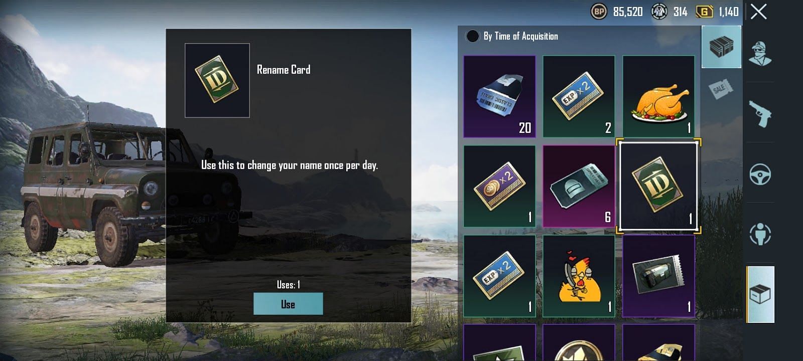 You can acquire a free Rename Card upon reaching Level 10 in Battlegrounds Mobile India (Image via Krafton)