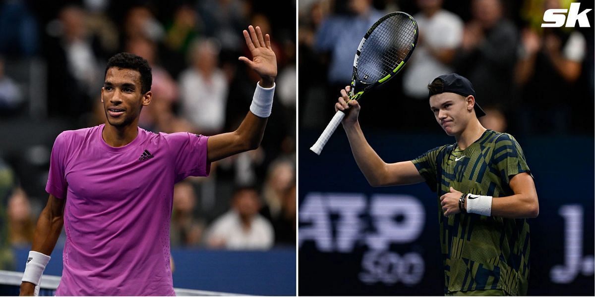 Felix Auger-Aliassime (L) and Holger Rune.