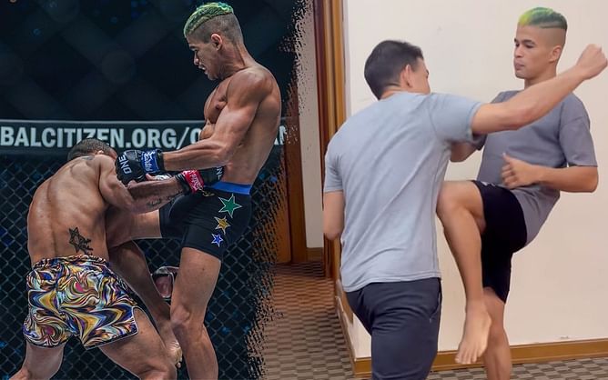 Fabricio Andrade teaches Mitch Chilson how he throws his signature body knee