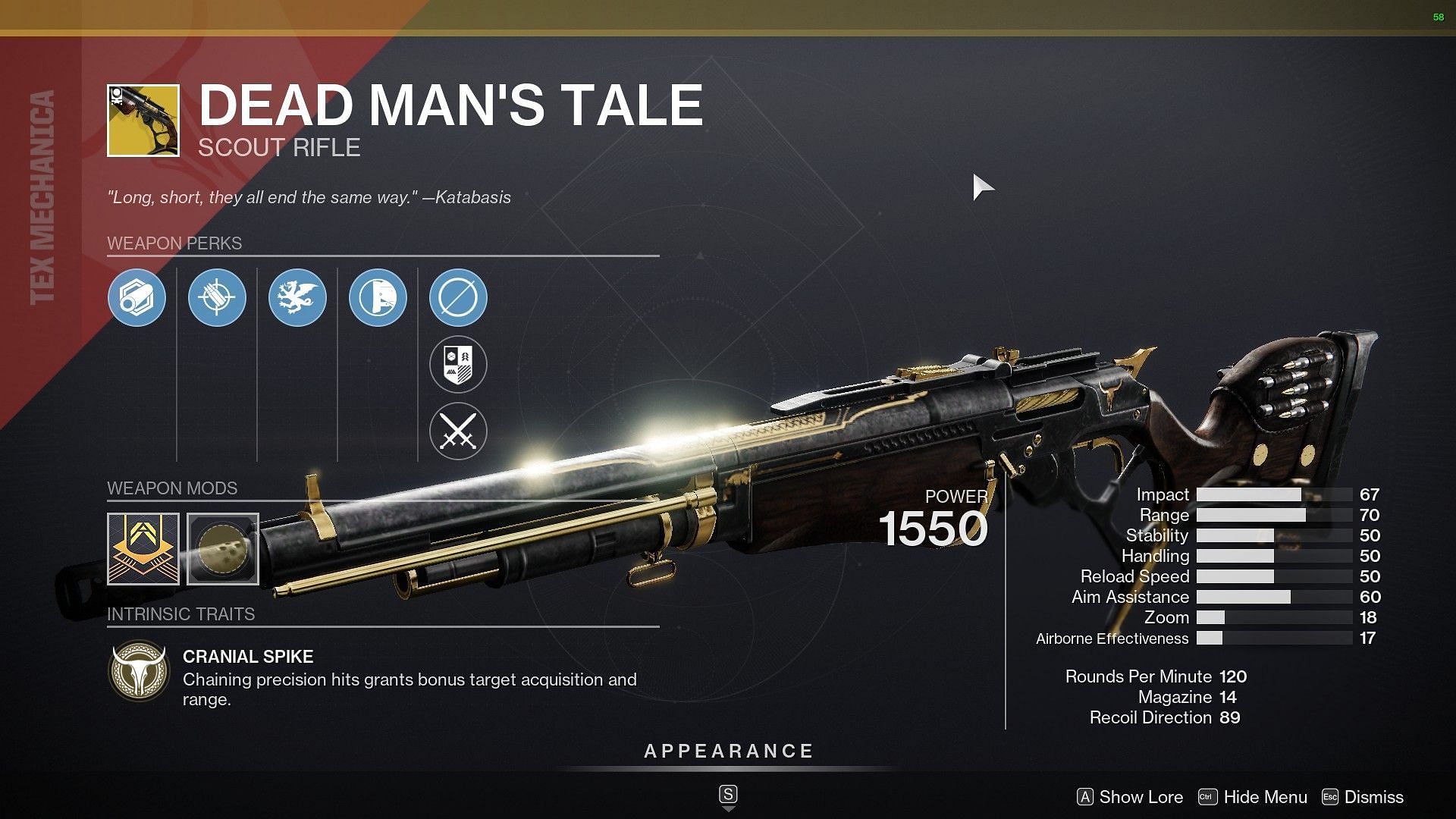 God roll Dead Man&#039;s Tale (Image via Destiny 2)