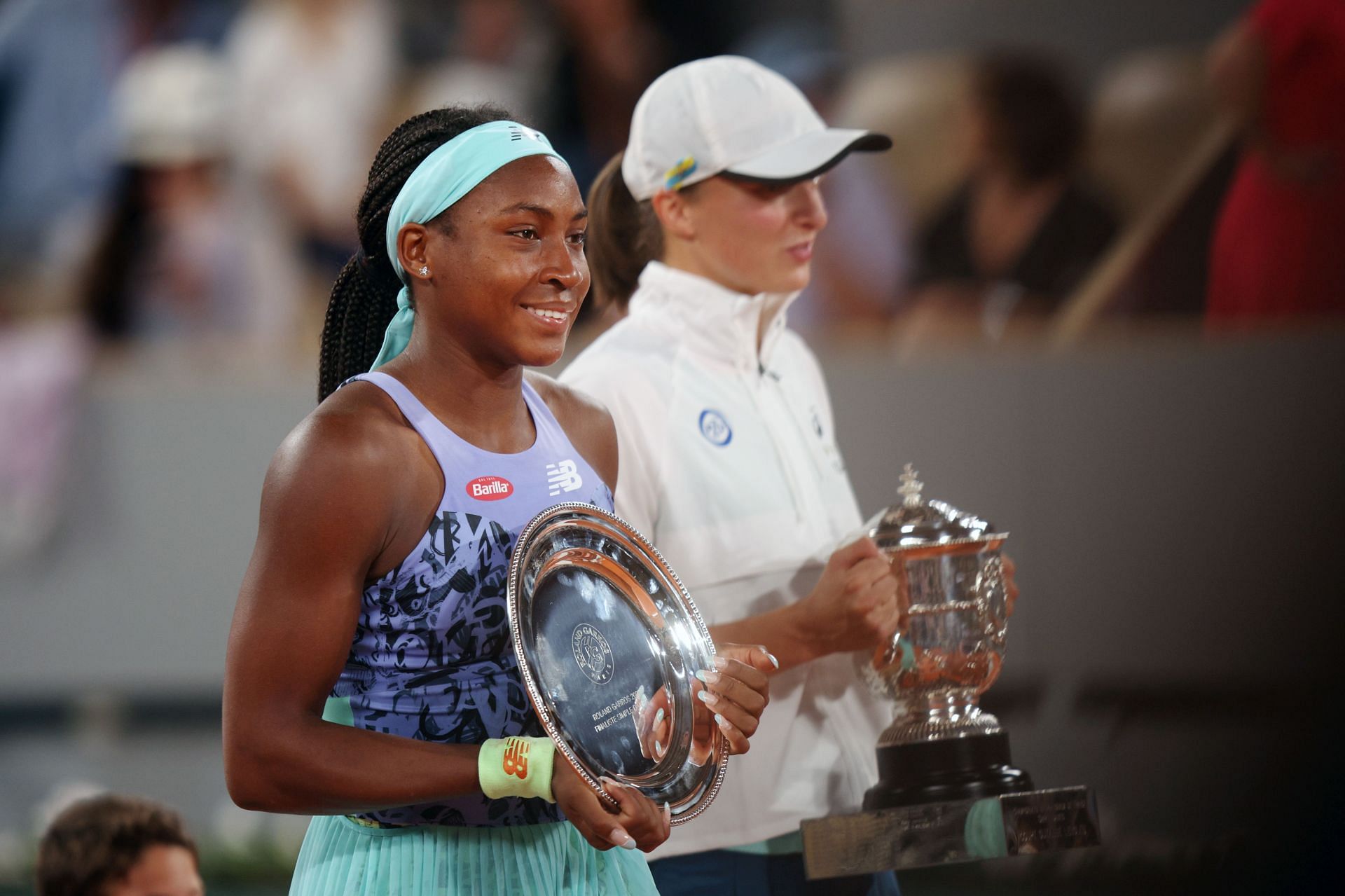 Coco Gauff and Iga Swiatek at the 2022 French Open.