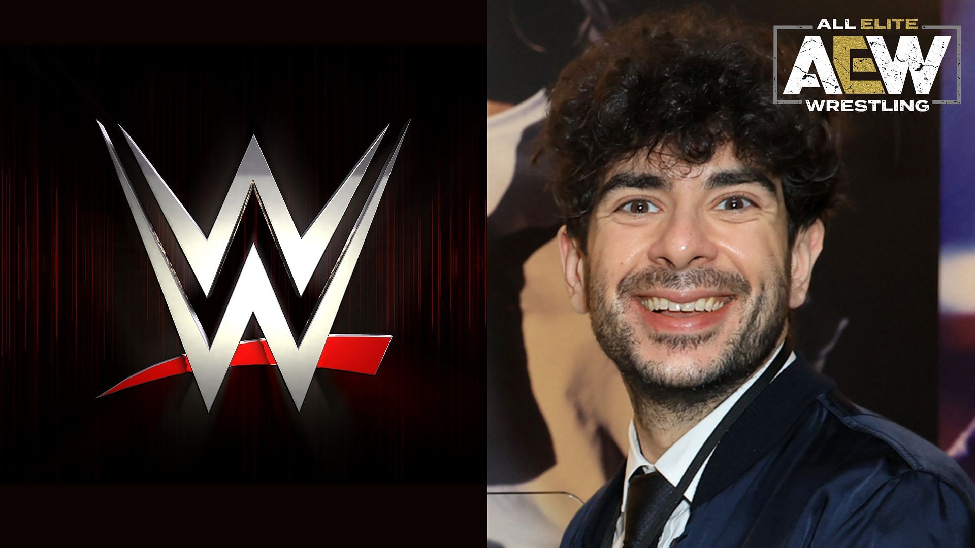 WWE logo (left), Tony Khan (right)