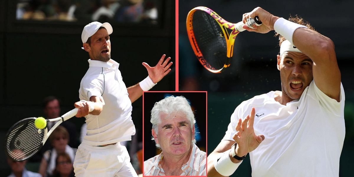 Novak Djokovic (L), Paul McNamee (C), and Rafael Nadal 