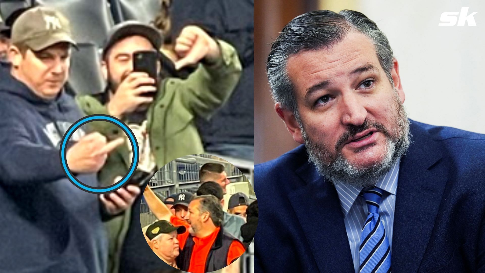 Yankees fans raised the middle finger at US Senator Ted Cruz for turning up in  Astros Jersey at Yankee Stadium.