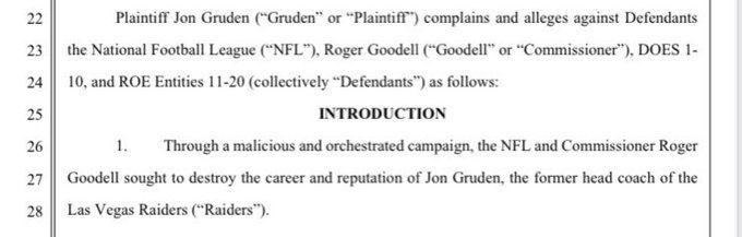 NFL's Jon Gruden trashed Roger Goodell in unearthed email