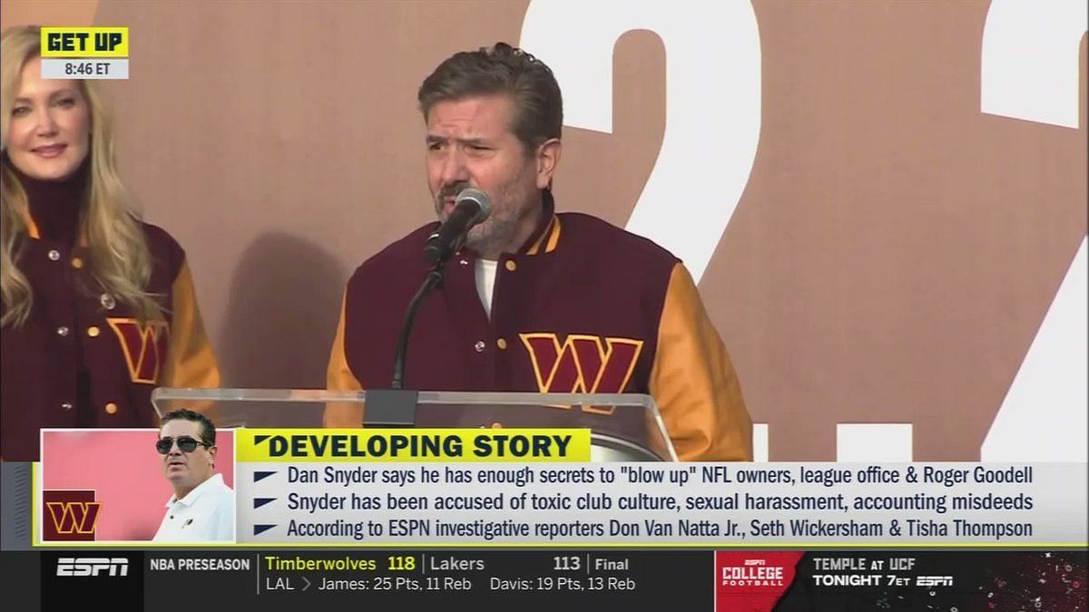 ESPN: Washington Commanders Dan Snyder claims 'dirt' he's gathered