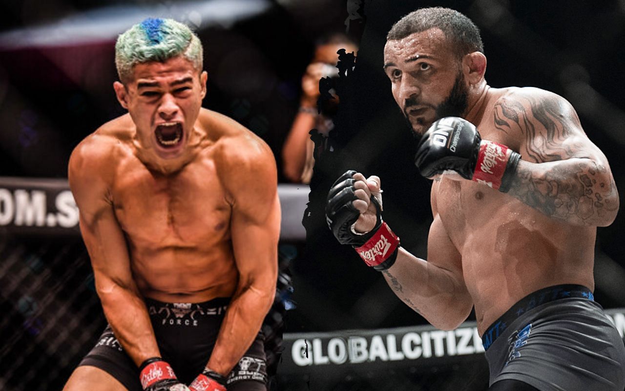 Fabricio Andrade (left) claims that ONE bantamweight world champion John Lineker (right) has been ducking him. (Image courtesy of ONE)