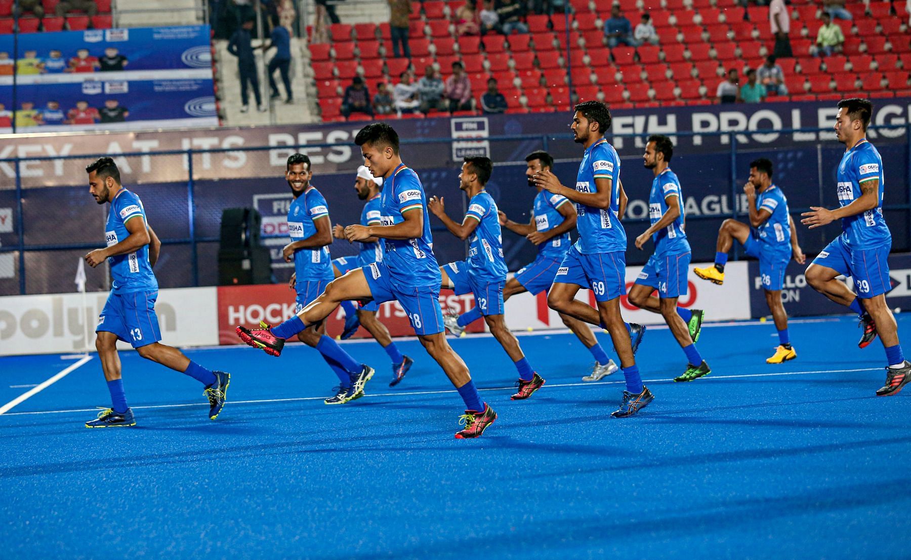 Indian men&rsquo;s hockey team during a practice session. Picture credit Hockey India.