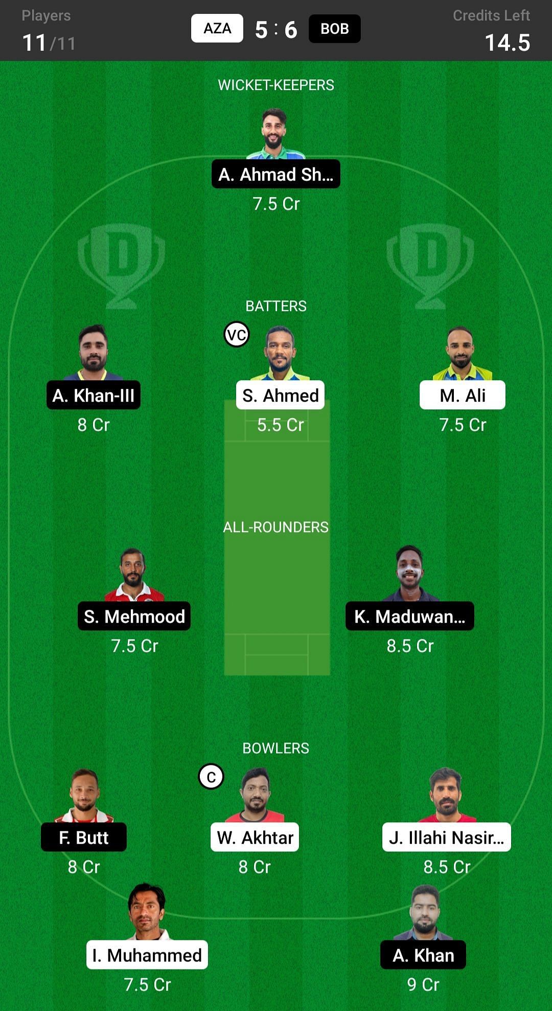 Bousher Busters vs Azaiba XI Fantasy suggestion #2