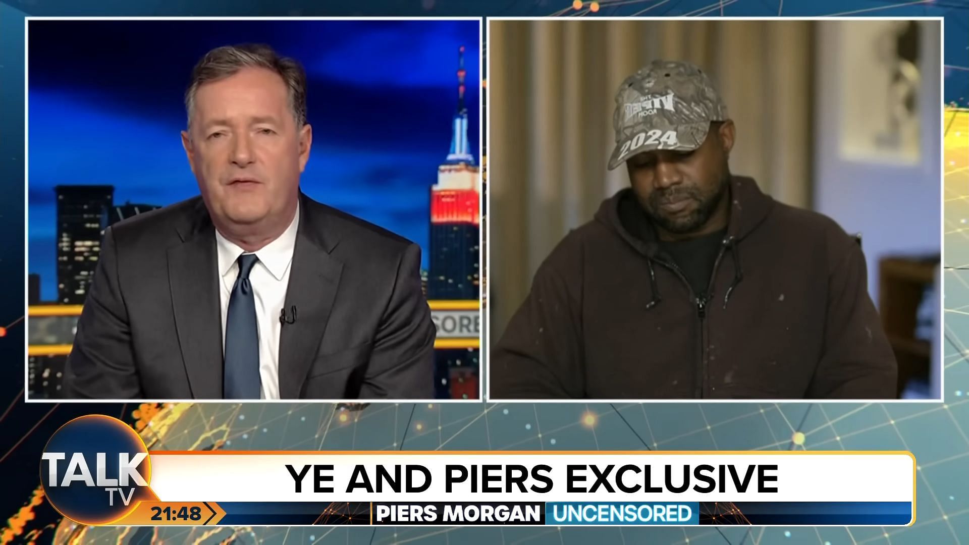 Kanye West appeared on Piers Morgan Uncensored (Image via YouTube/Piers Morgan Uncensored)