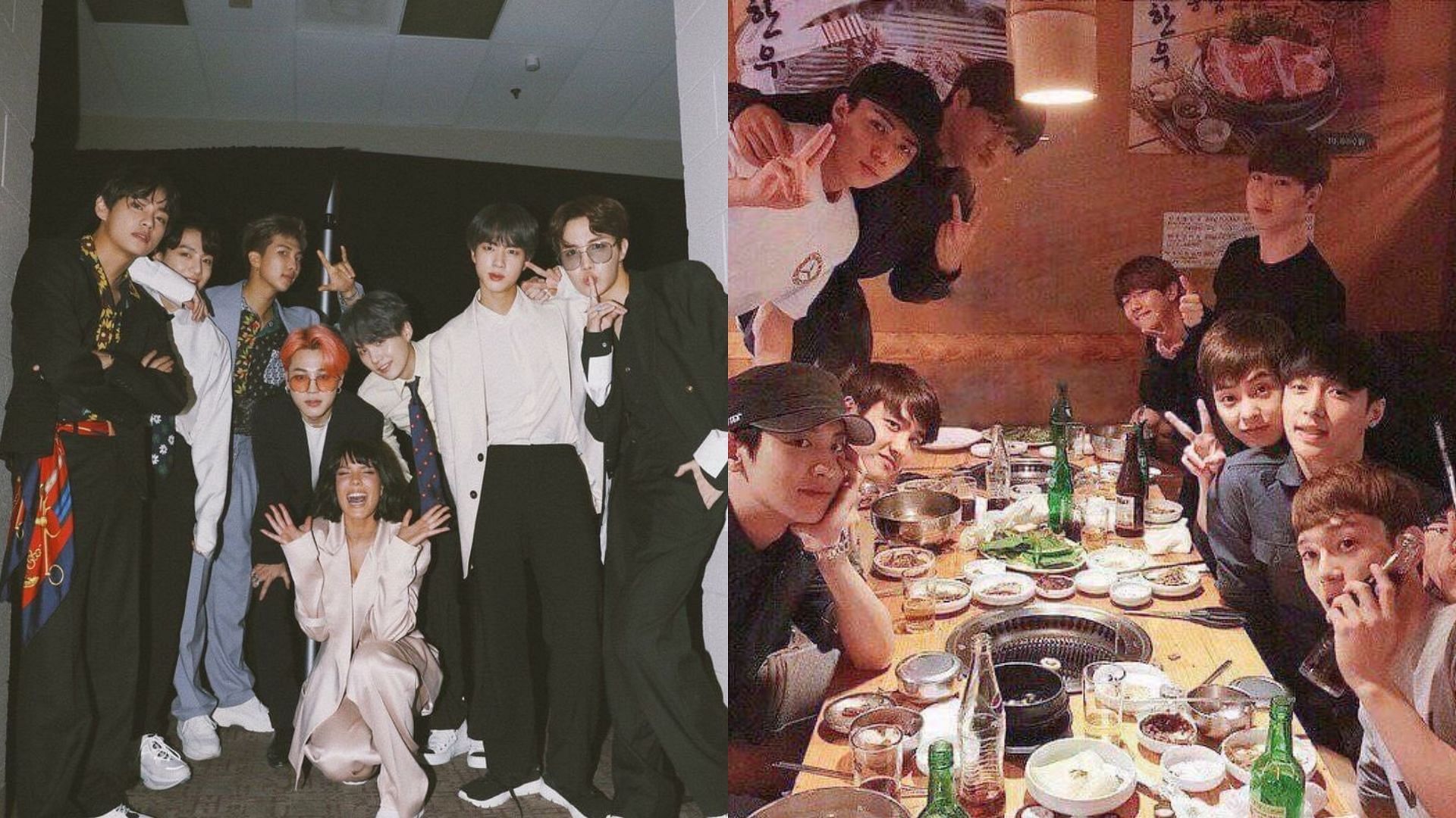 BTS with Halsey and EXO (Images via Instagram/iamhalsey and Twitter/taboowalt)