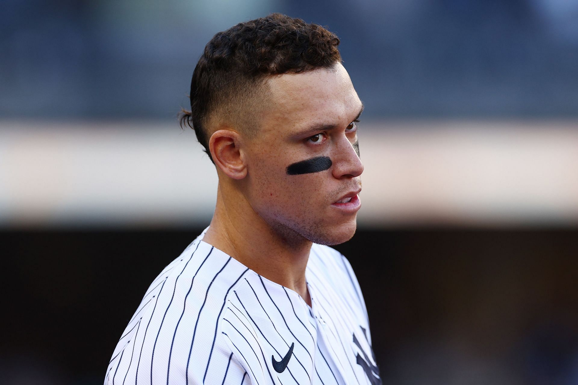 Aaron Judge during the seventh inning against the Cleveland Guardians at Yankee Stadium.