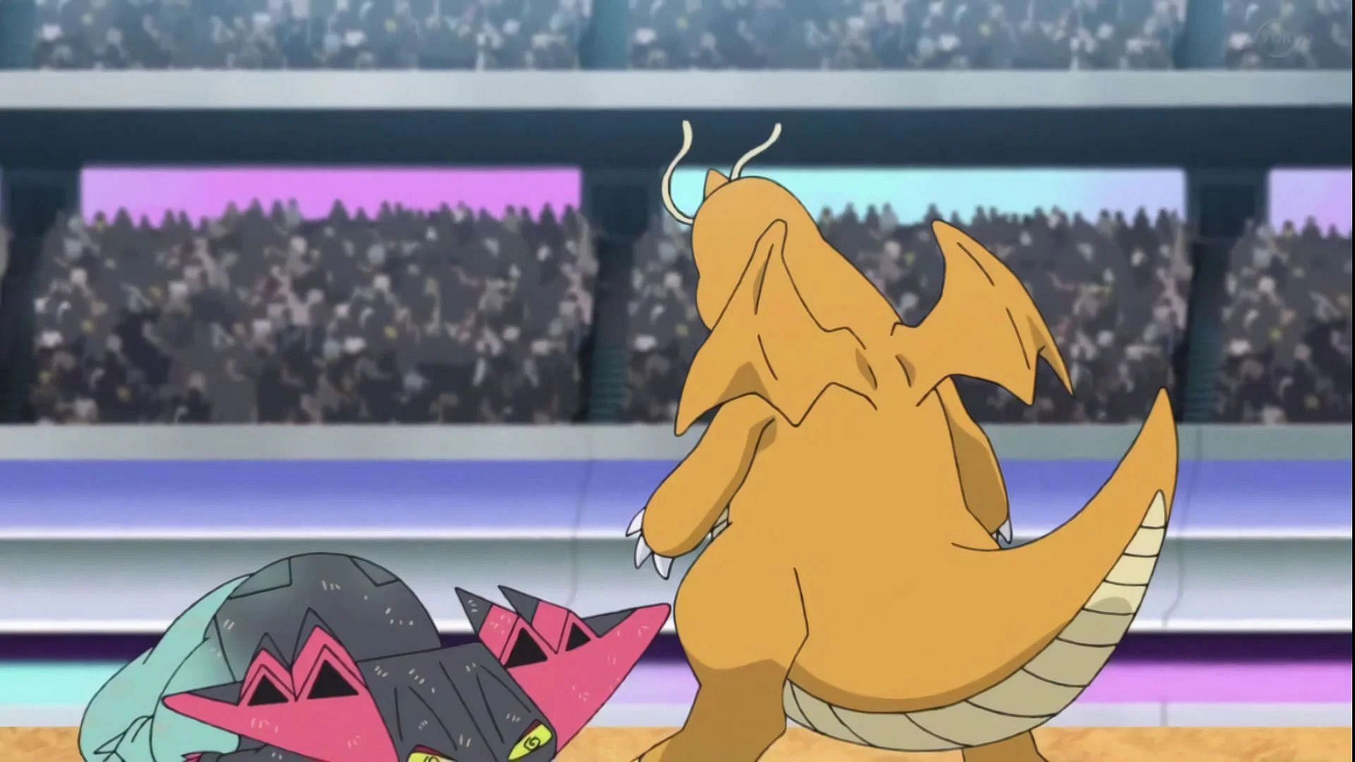 Will Dragonite keep winning in Pokemon Journeys episode 131 (Image via OLM Incorporated)