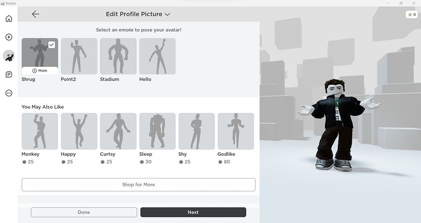 Change the emote (Image via Roblox)