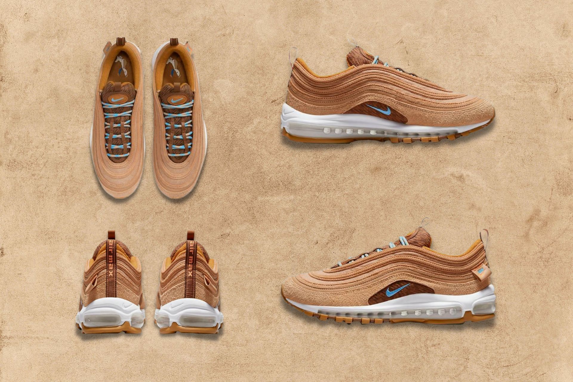 Here&#039;s a detailed look at the impending Nike Air Max 97 Teddy Bear shoes (Image via Sportskeeda)