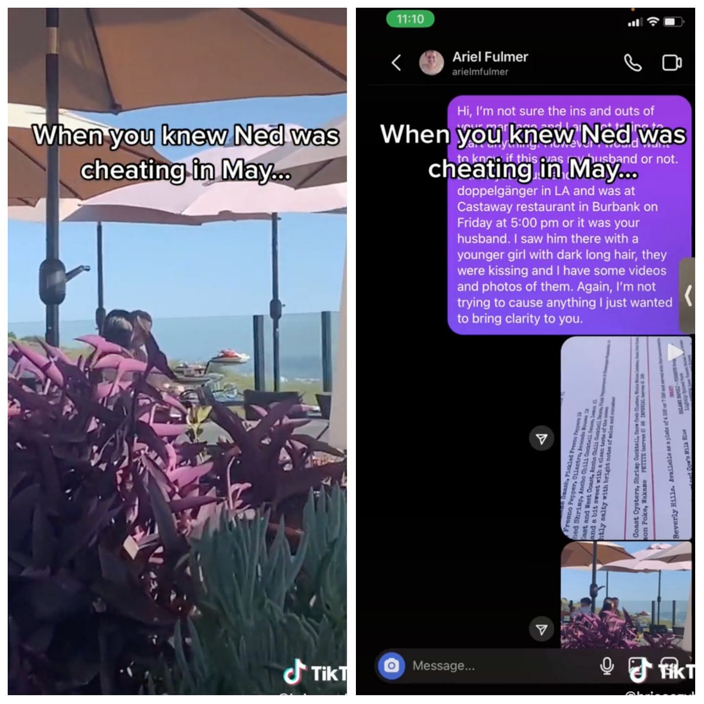 TikToker created a video about Ned Fulmer hanging out with another girl in May this year. (Image via TikTok/brieeezybaby)