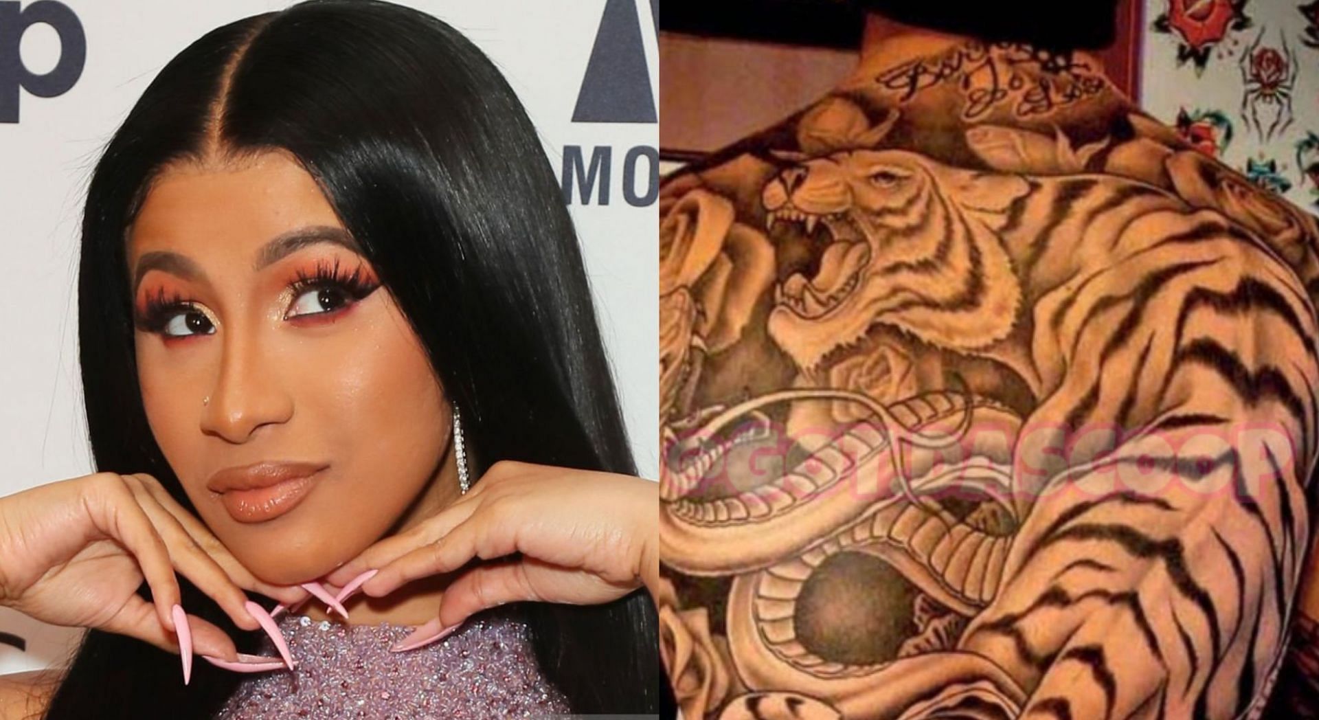 Cardi B won the lawsuit against Kevin Michael Brophy over her 2016 album cover tattoo art (Image via Getty Images and Get Da Scoop/Twitter)