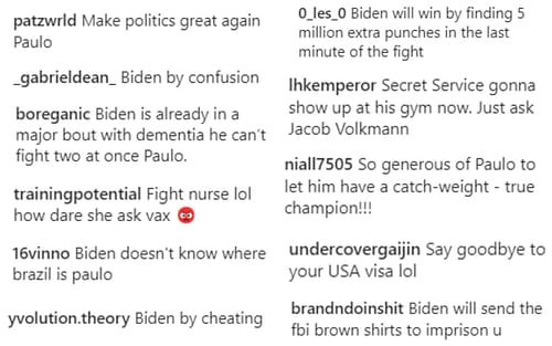 Comments on Paulo Costa's Instagram post