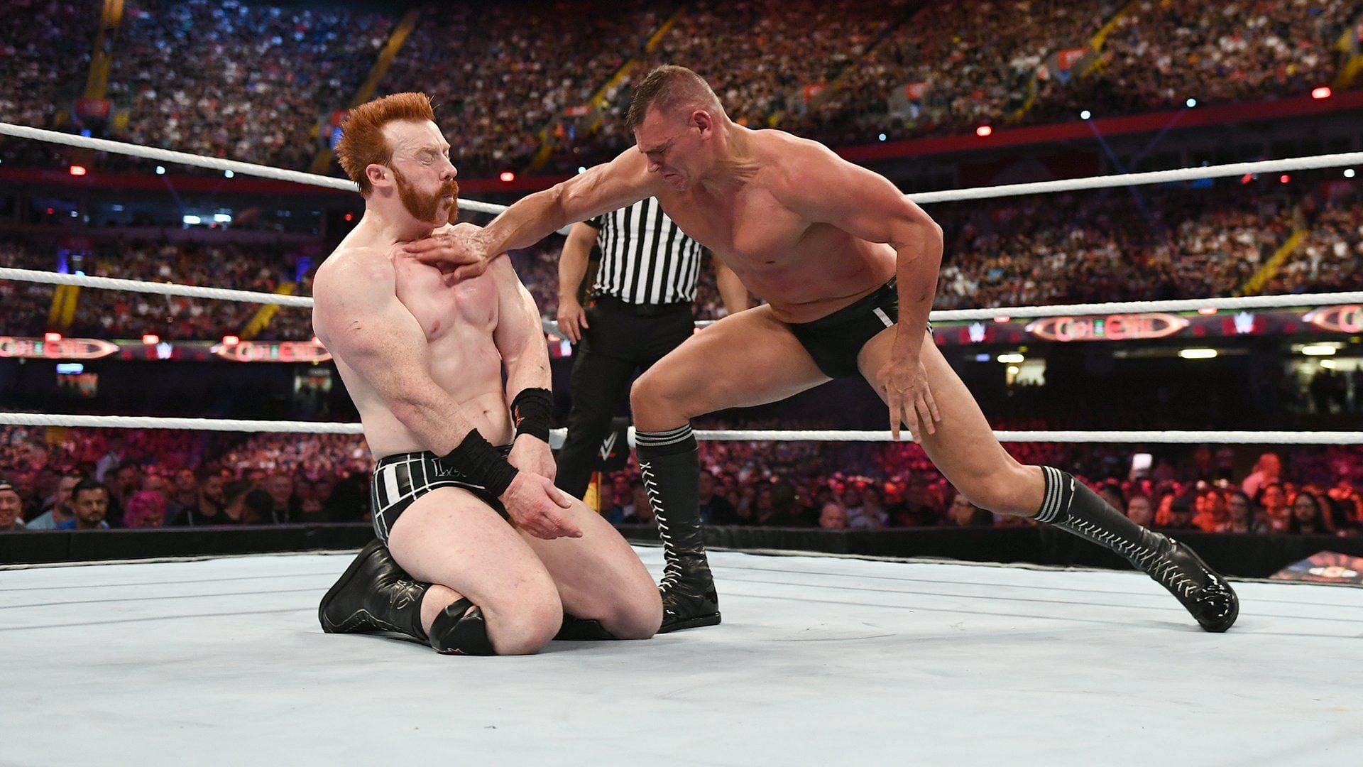 Gunther chopping Sheamus